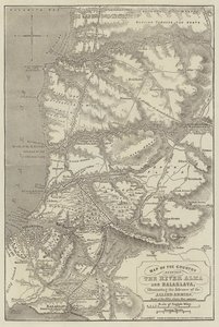 Mapa del país entre el río Alma y Balaklava, ilustrando el avance de los ejércitos aliados